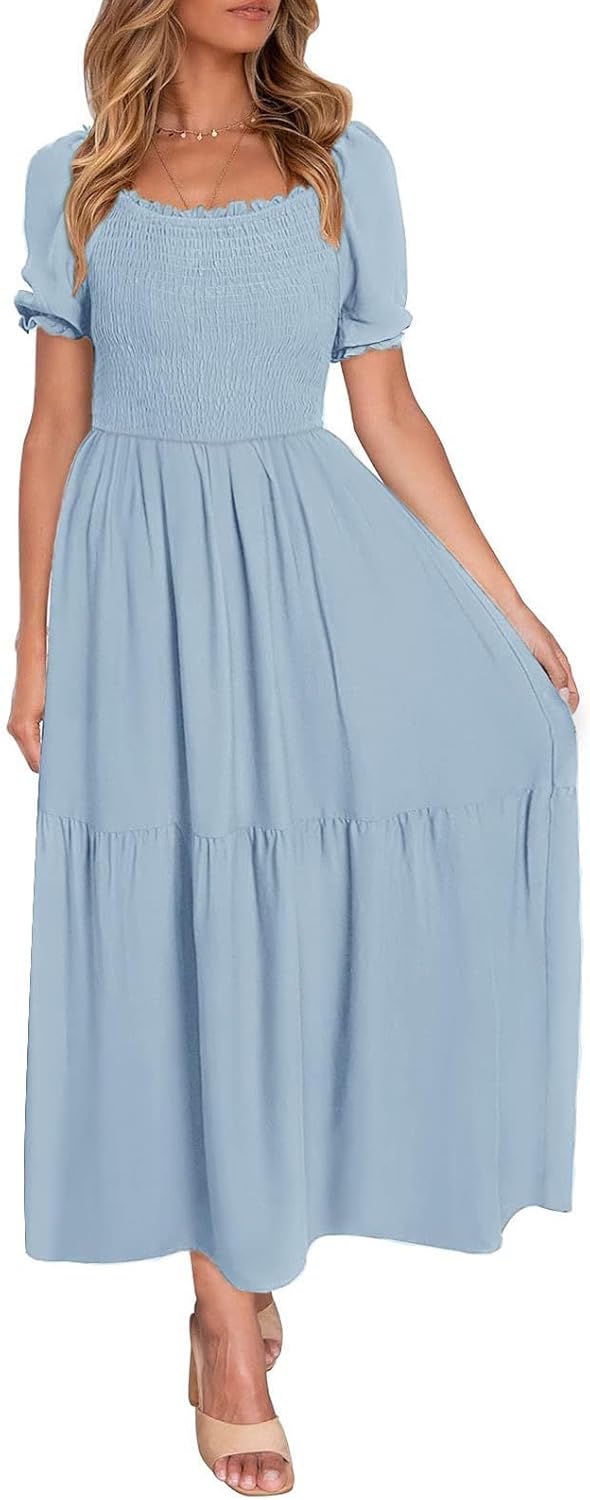 ZESICA Women's Boho Floral Print Maxi Dress for Summer Fun