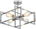 4-Lights Chrome Semi Flush Mount Ceiling Light - Vintage Industrial