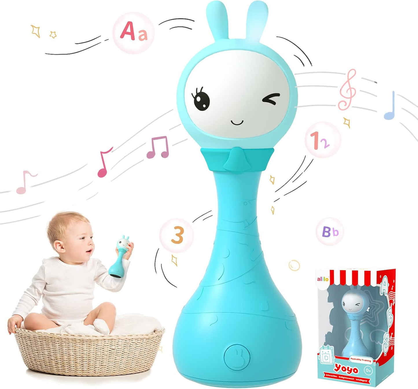 alilo Yoyo Talking Bunny Baby Rattle for Learning and Fun