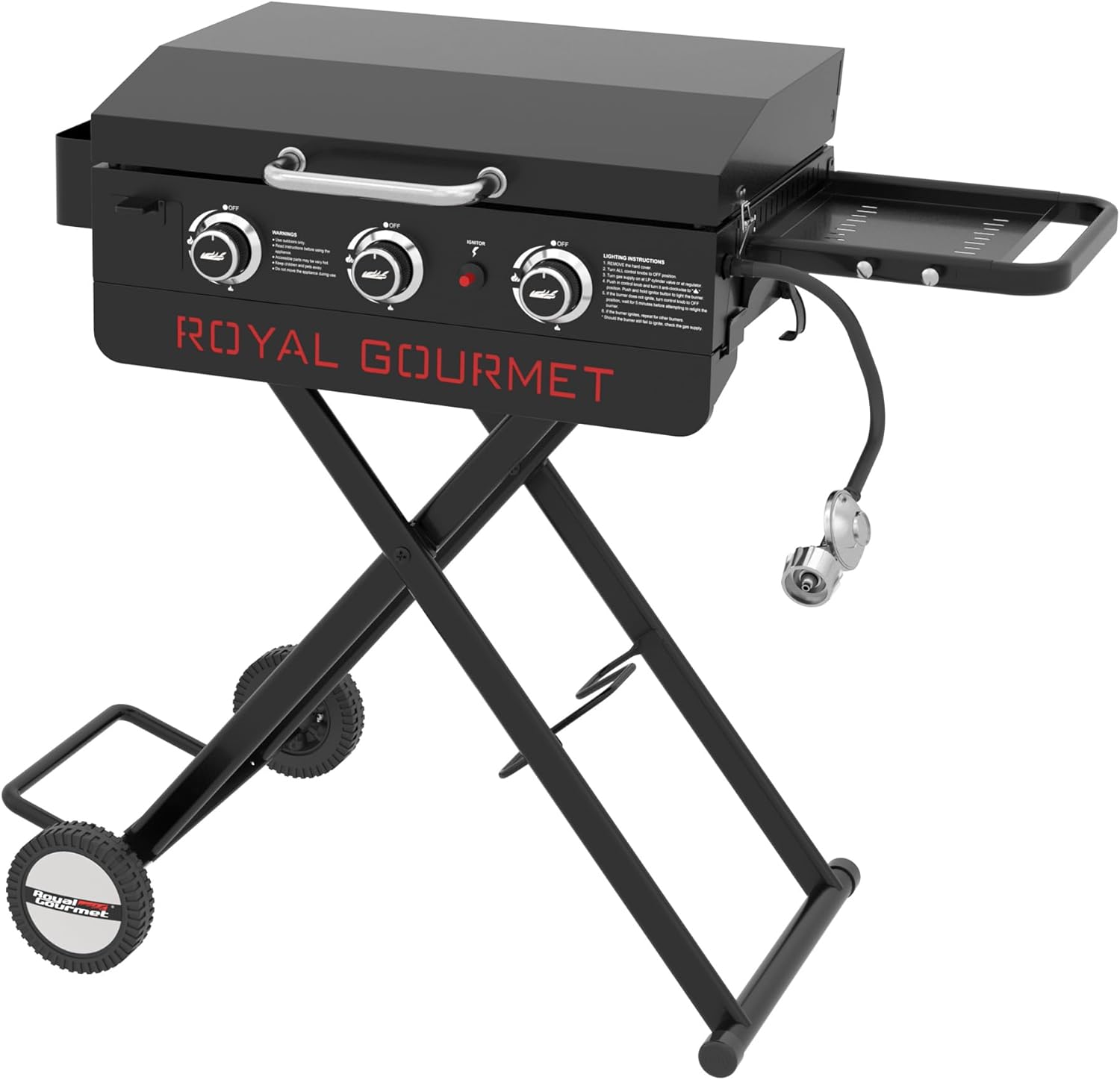 Portable 3-Burner Propane Gas Griddle for Camping & Tailgating