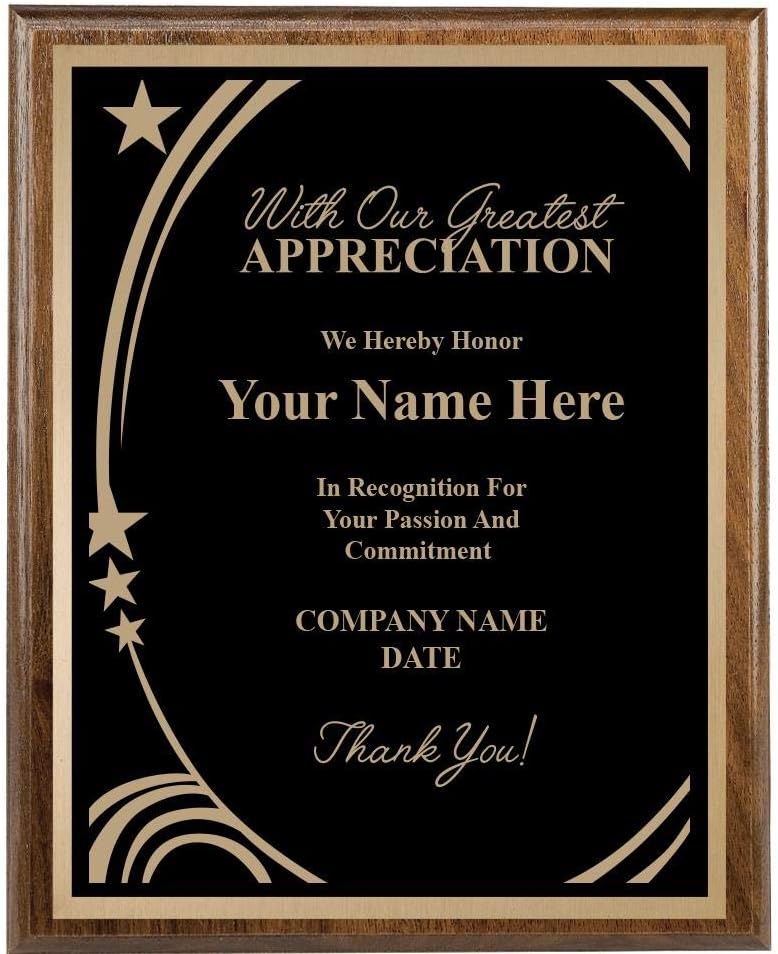 Custom Engraved Recognition Plaque for Corporate Awards