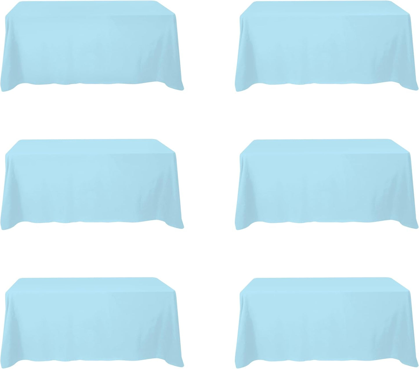 Light Blue Tablecloths for 6 Foot Rectangle Tables - 6 Pack