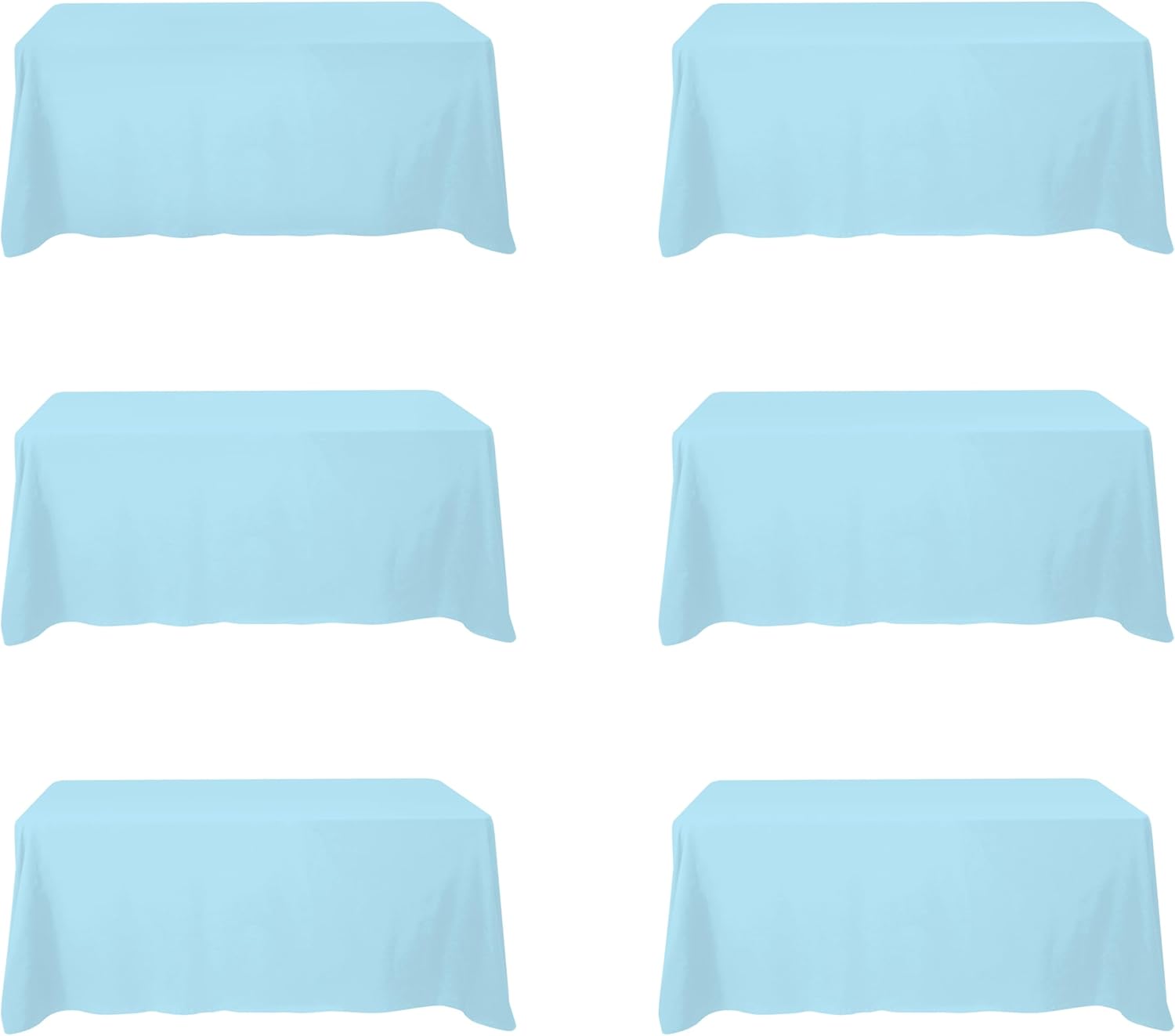 Light Blue Tablecloths for 6 Foot Rectangle Tables - 6 Pack