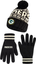 Ultra Game Cable Knit Beanie and Gloves for NFL Enthusiasts