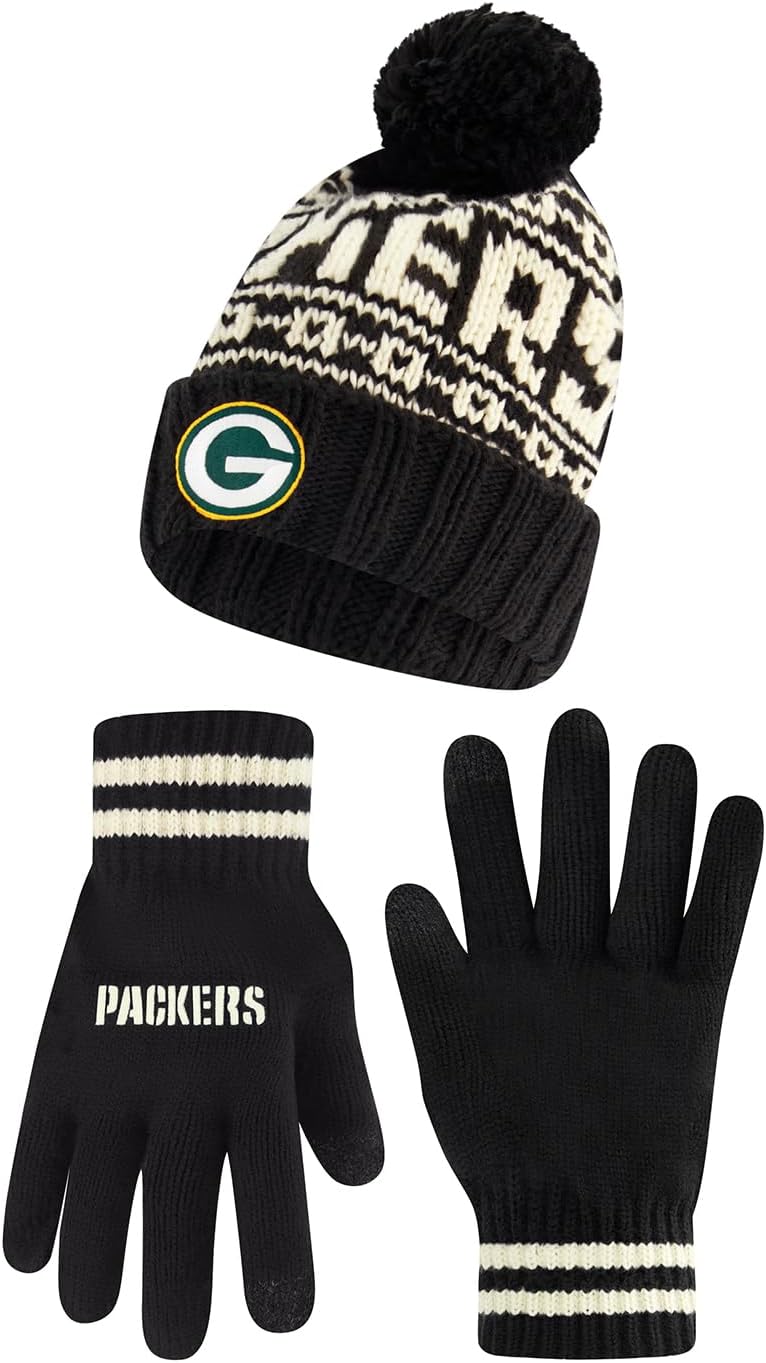 Ultra Game NFL Official Super Soft Cable Knit Beanie & Gloves