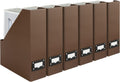 Foldable Brown Magazine File Holders Set of 6 - Elegant Desk Organizer