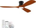 52ft Smart Wood Low Profile Ceiling Fan with Lights - Quiet DC Motor