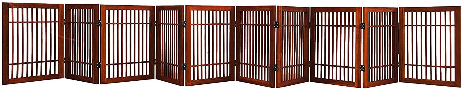 Freestanding Wooden Pet Dog Gate for Indoor and Outdoor Use