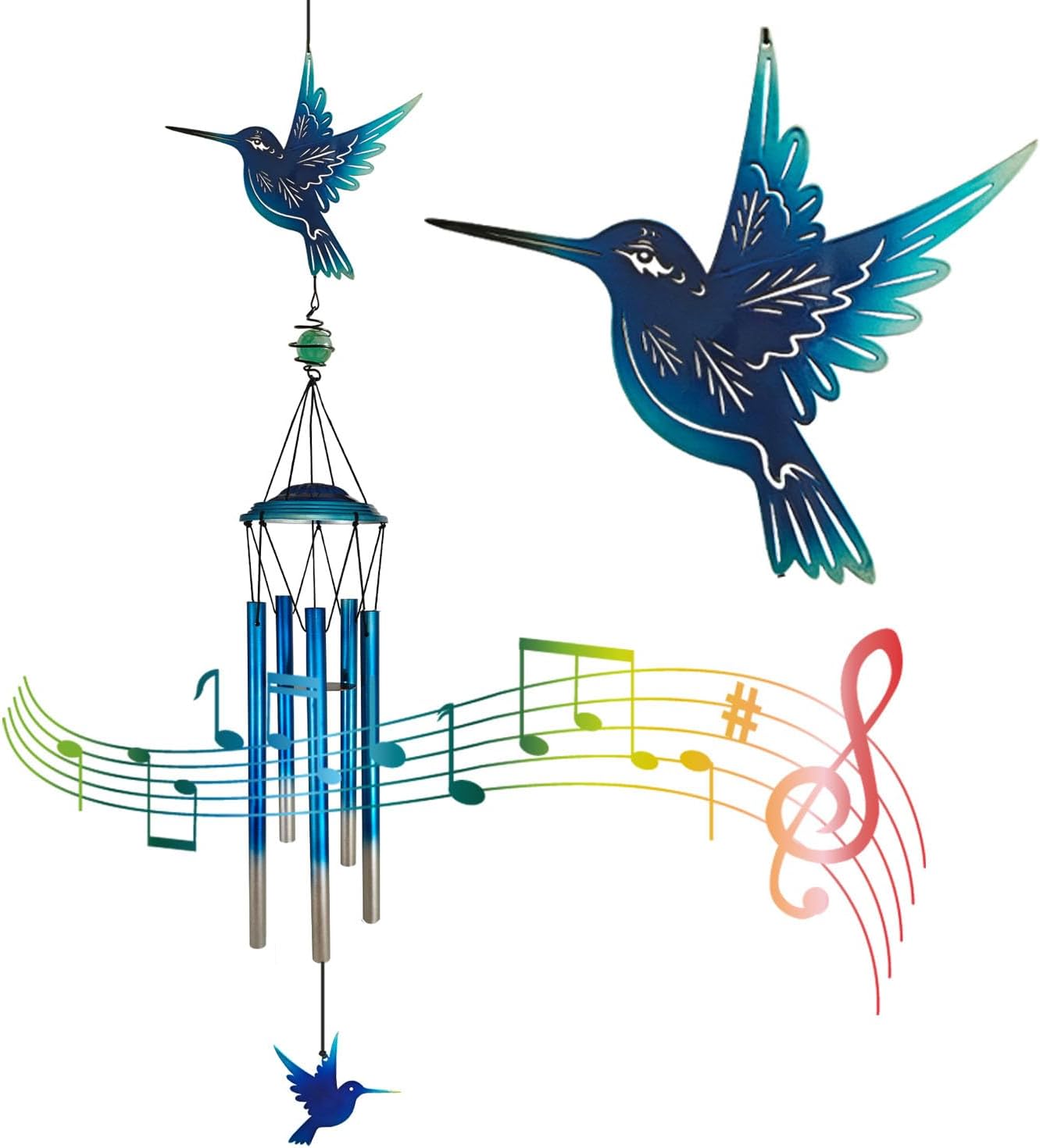 Outdoor Hummingbird Wind Chimes for Home and Garden Decor
