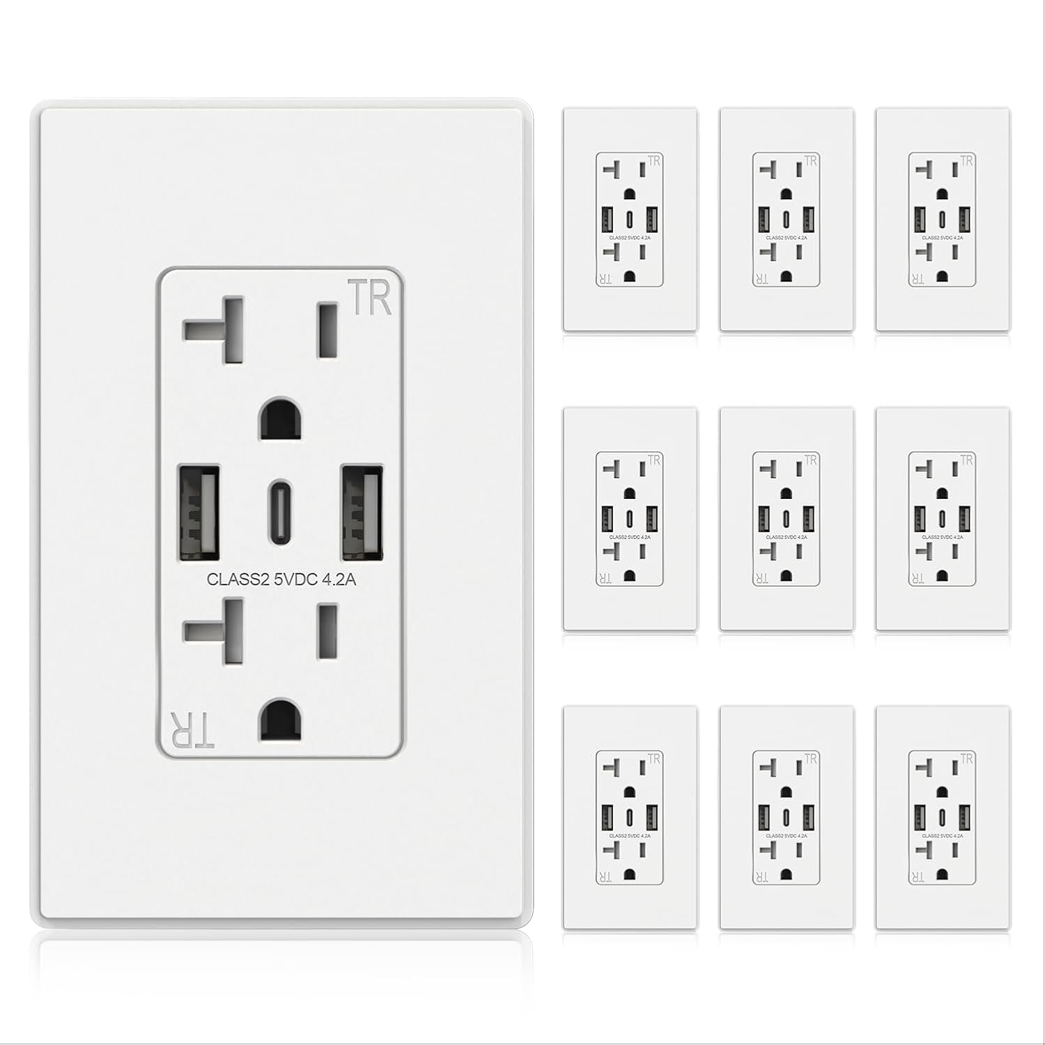ELEGRP USB-C Wall Outlets - 3-Port Charging Solution for Home