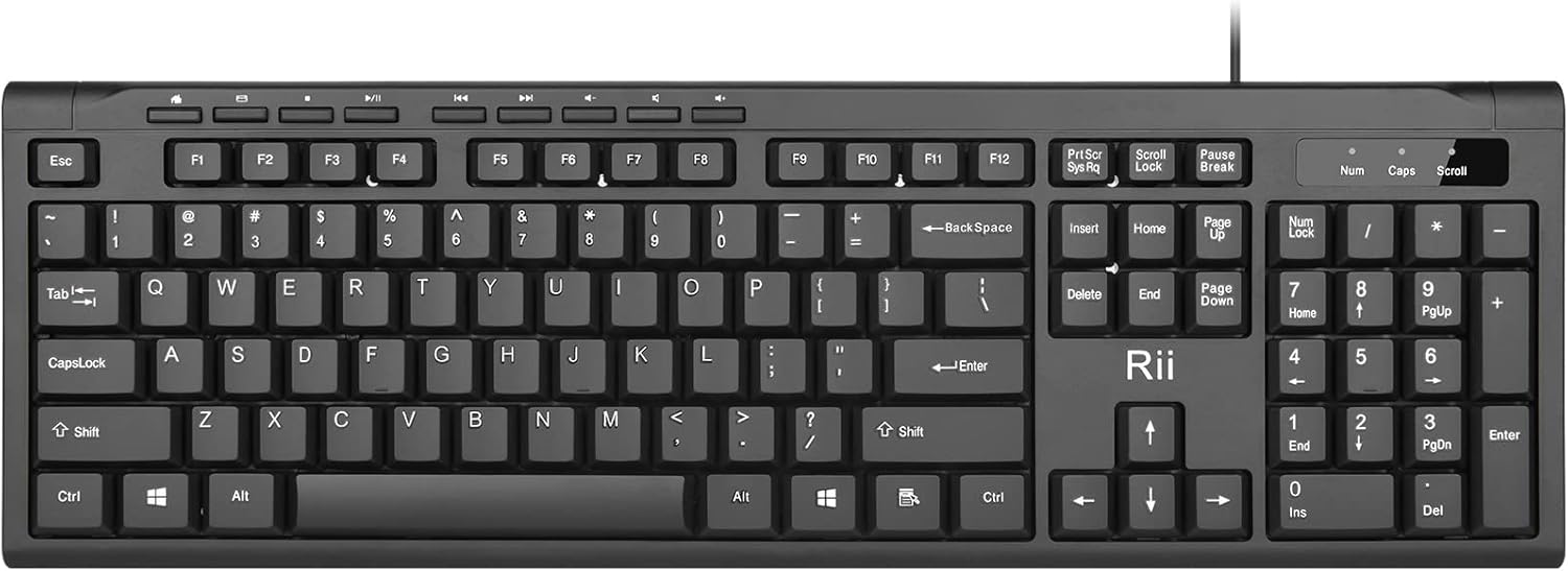 Rii RK907 Ultra-Slim Compact USB Wired Keyboard for Mac and PC