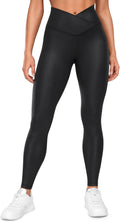 CRZ YOGA Butterluxe Matte Faux Leather Cross Waist Leggings 28in
