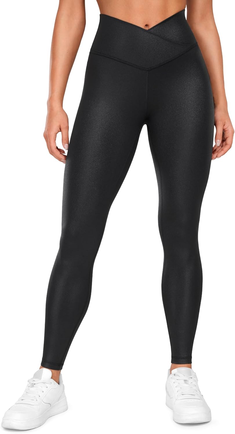 CRZ YOGA Butterluxe Faux Leather Cross Waist Leggings - 28, High Waist Lounge