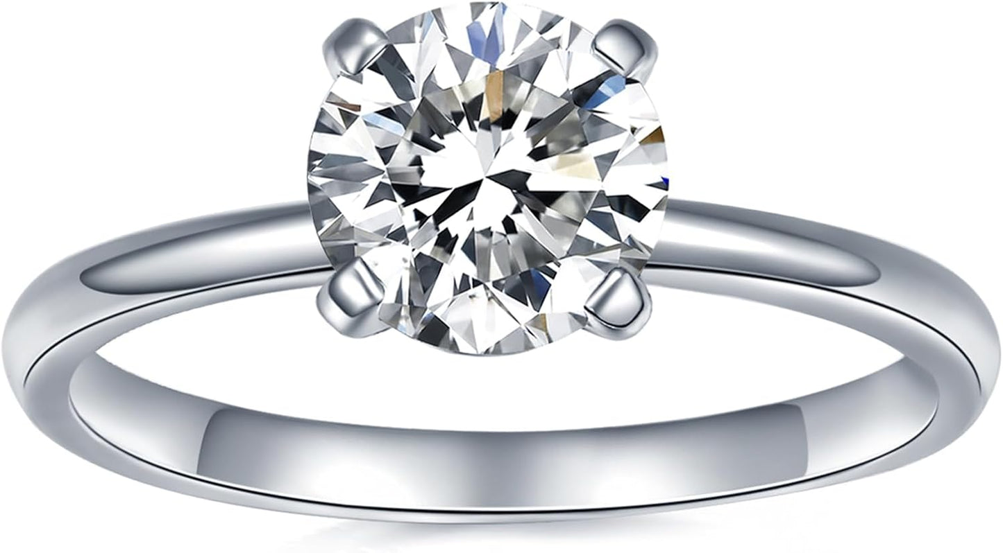 IMOLOVE Solitaire Moissanite Engagement Ring - 1CT D Color VVS1