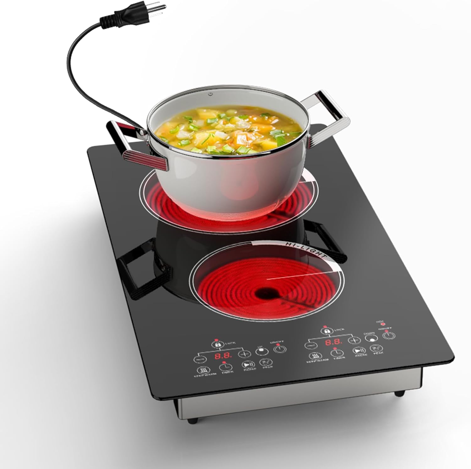 2 Burner Electric Cooktop with 9 Power Levels for Cooking