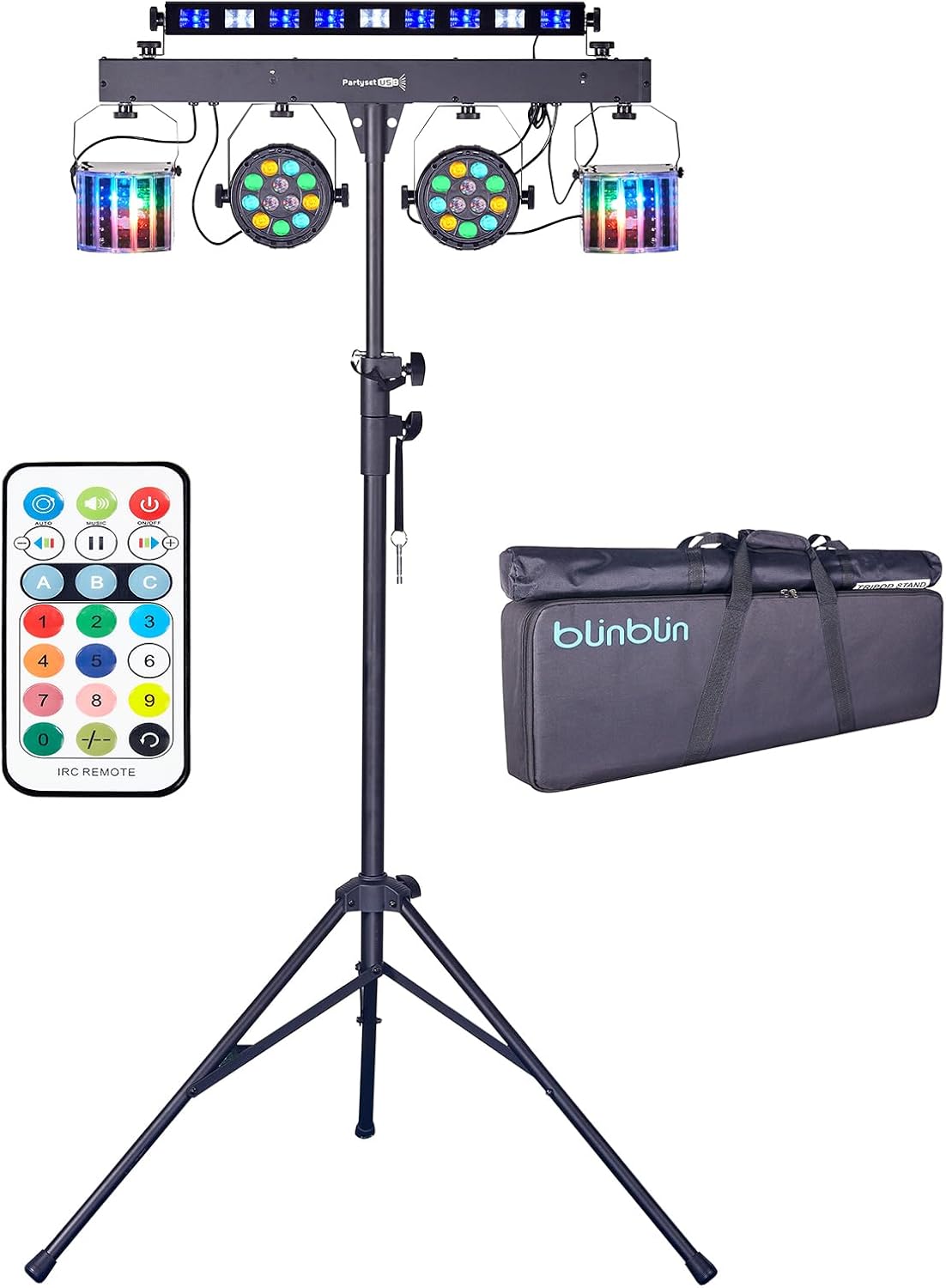 DJ Lights with Stand for Parties - 5 in 1 Mobile Stage Lighting