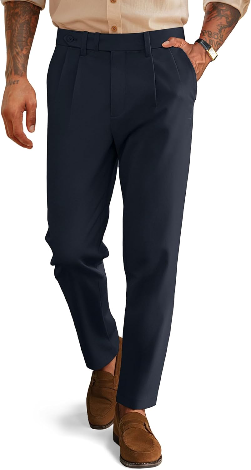 PJ PAUL JONES Mens Vintage Pleated Tapered Dress Pants Review