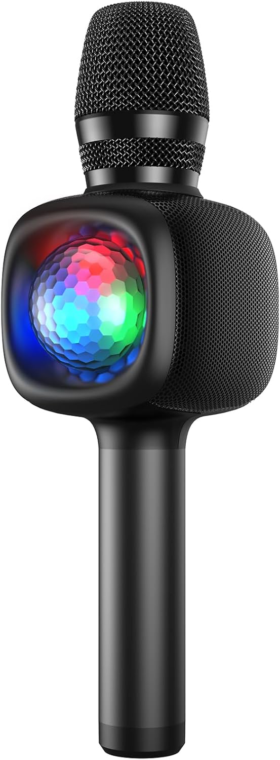 Wireless Karaoke Mic with Voice Changer & Disco Light