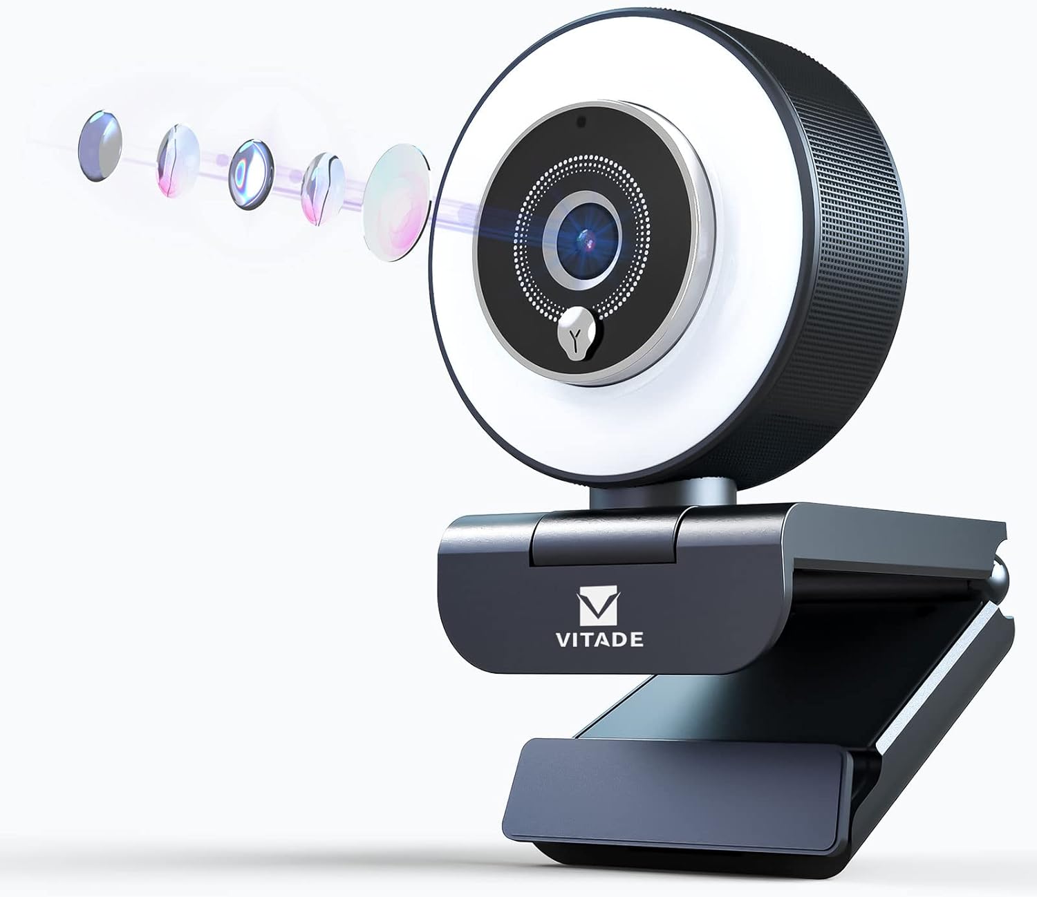 Streaming Webcam with Adjustable Ring Light for Online Learning