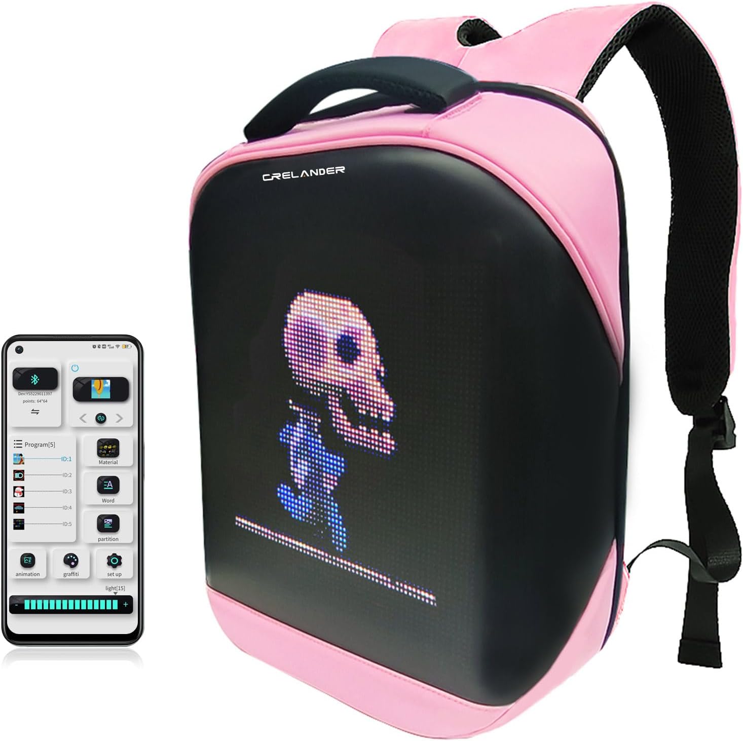 LED Backpack with Programmable Screen for Travel and Work