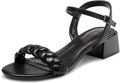 Women's Low Heel Braided Ankle Strap Sandals - Comfortable 1.6in Heel