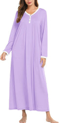 Cotton Nightgowns for Women Long Sleeve Full Length Night