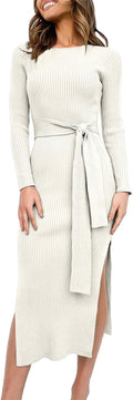 ANRABESS Womens Long Sleeve Sweater Dress Slim Fit Midi - Cozy