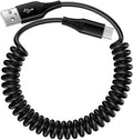 USB to USB C Coiled 3FT Car Charger Cable - Retractable Fast Charge