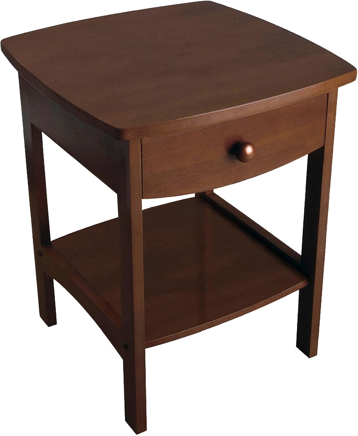 Winsome Wood Curved End Table with Drawer for Bedroom Decor