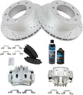 Rear Brake Pad & Rotor Kit Premium G-Coated Slotted X Drilled Ceramic