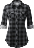 DJT Womens Soft Stretchy Knit Plaid Shirt - Comfortable (Style 3WZD)