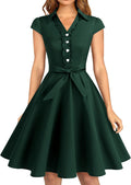 1950s Retro Rockabilly Swing Dress - Classic Vintage V Neck Fit