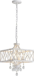 Farmhouse Crystal Chandelier White Modern K9 Crystal Ceiling