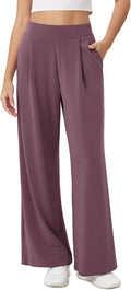 Modal Soft Wide Leg Pants High Waist - Comfortable Everyday Wear check