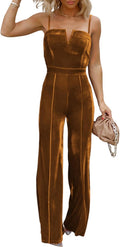 BLENCOT Sleeveless Velvet Jumpsuits For Women - Wide Leg Romper