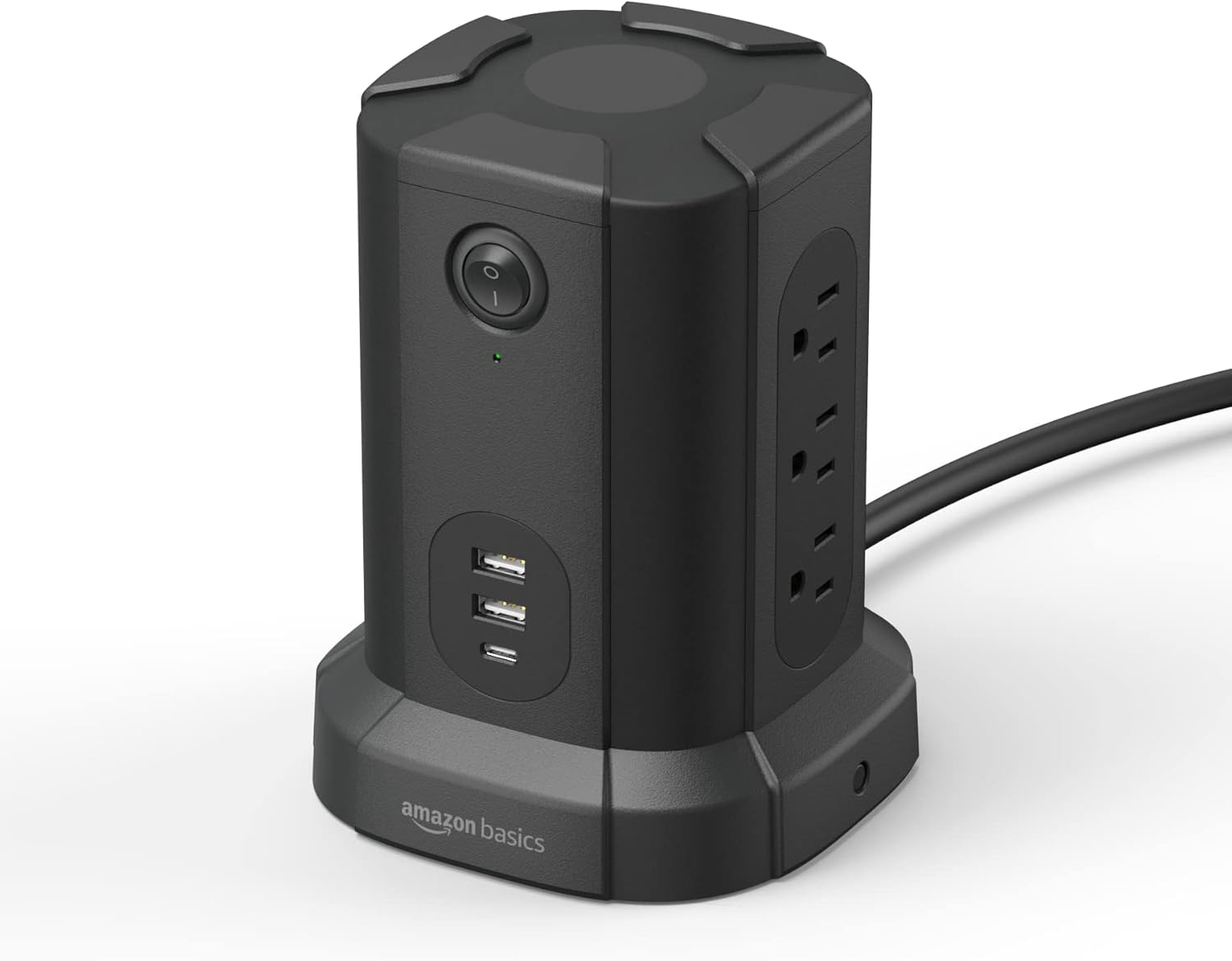 Basics Power Strip Tower: Surge Protection & 9 Outlets