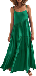 Women Summer Linen Boho Maxi Dress - Flowing Sleeveless Sundress