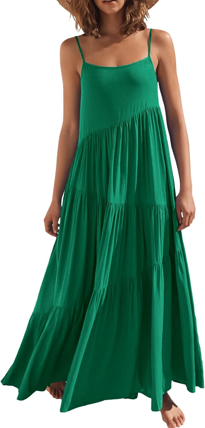 ANRABESS Women Summer Casual Loose Sleeveless Sundress Maxi Dress