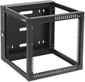 9U Wall Mount Server Rack with Hinged Back - Space Saving 4-Post