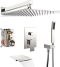10 in Rain Shower Faucet Set with Tub Spout - Chrome Wall Mounted