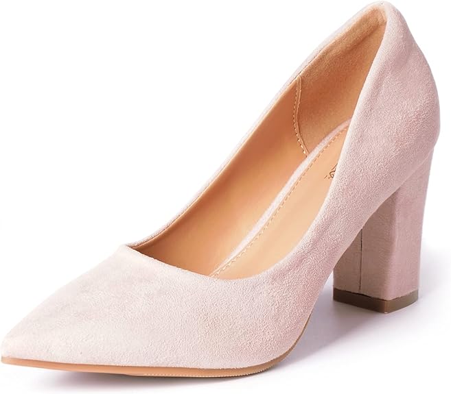 Heel The World Women's Chunky-HI Block High Heels for Work
