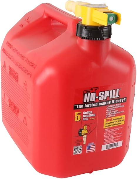 No-Spill 5-Gallon Poly Gas Can for Safe Fuel Storage