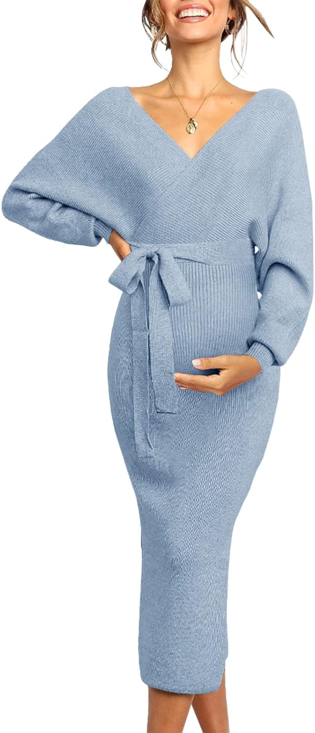 Maternity Nursing Dress Sweater Dress for Baby Shower Events