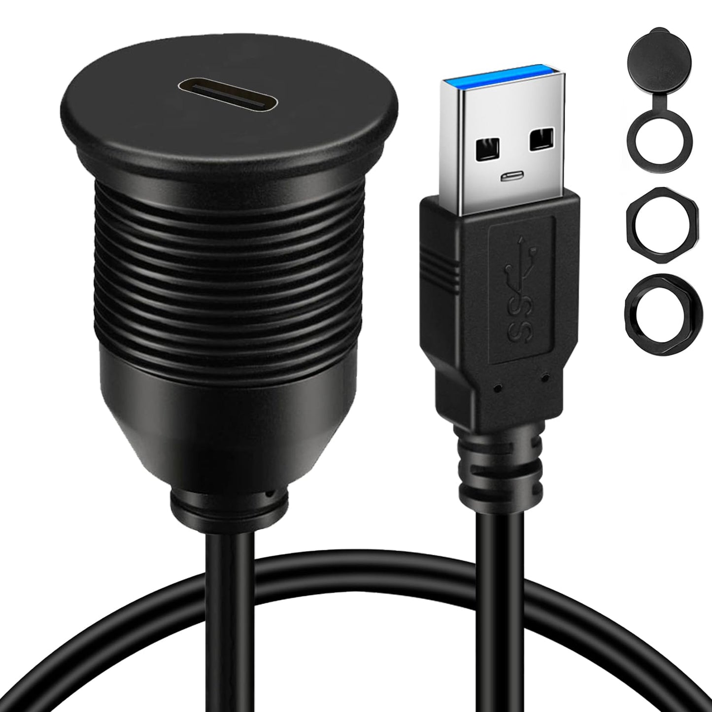 BATIGE USB-C Car Flush Mount Cable - Easy Dashboard Access!