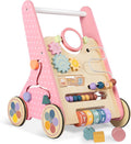 Wooden Baby Walker with Wheels for Girls 6-12 Months - Compact
