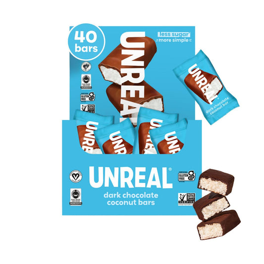 UNREAL Dark Chocolate Coconut Bars - Vegan & Low Sugar Treats