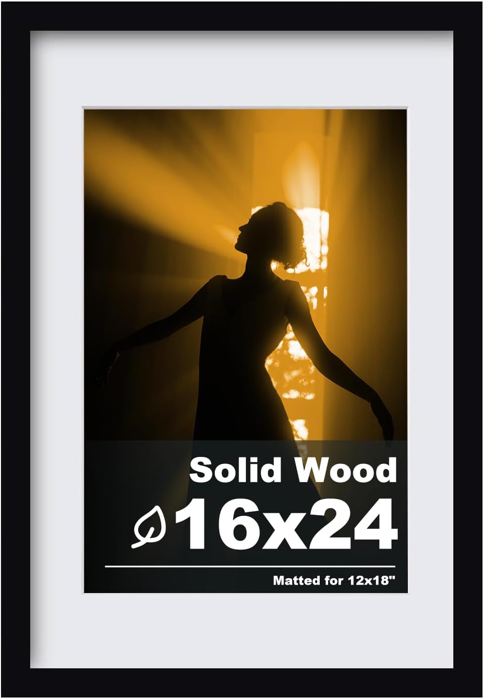 Solid Wood Picture Frame 16x24 for Wall Mounting and Display
