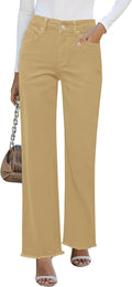 Straight Leg Jeans High Waisted Stretchy Frayed Raw Hem - Casual Fit 0