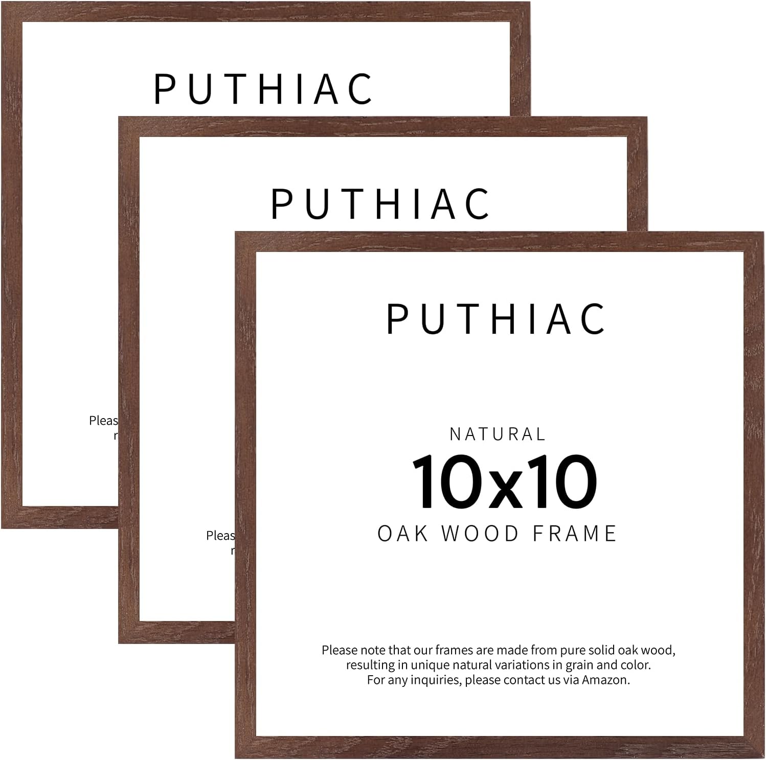 Puthiac 10x10 Walnut Oak Wood Picture Frame - Natural Solid Frames