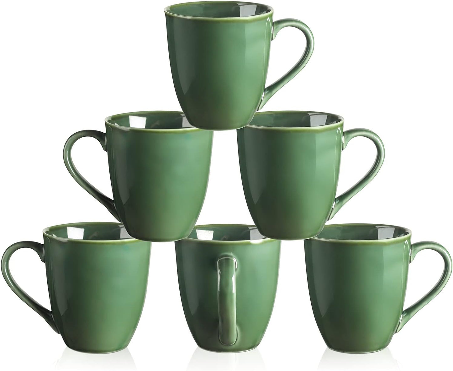 12 Ounce Coffee Mug Set of 6 - Unique Glazed Ceramic Mugs